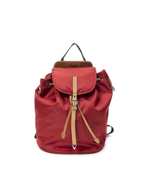 Prada Drawstring Backpack Red Tan Black Nylon Canvas main image 7